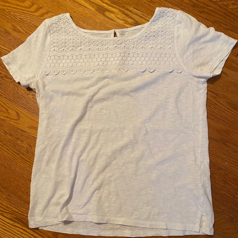 Womens' Talbots White Cotton Lace Top Size Medium